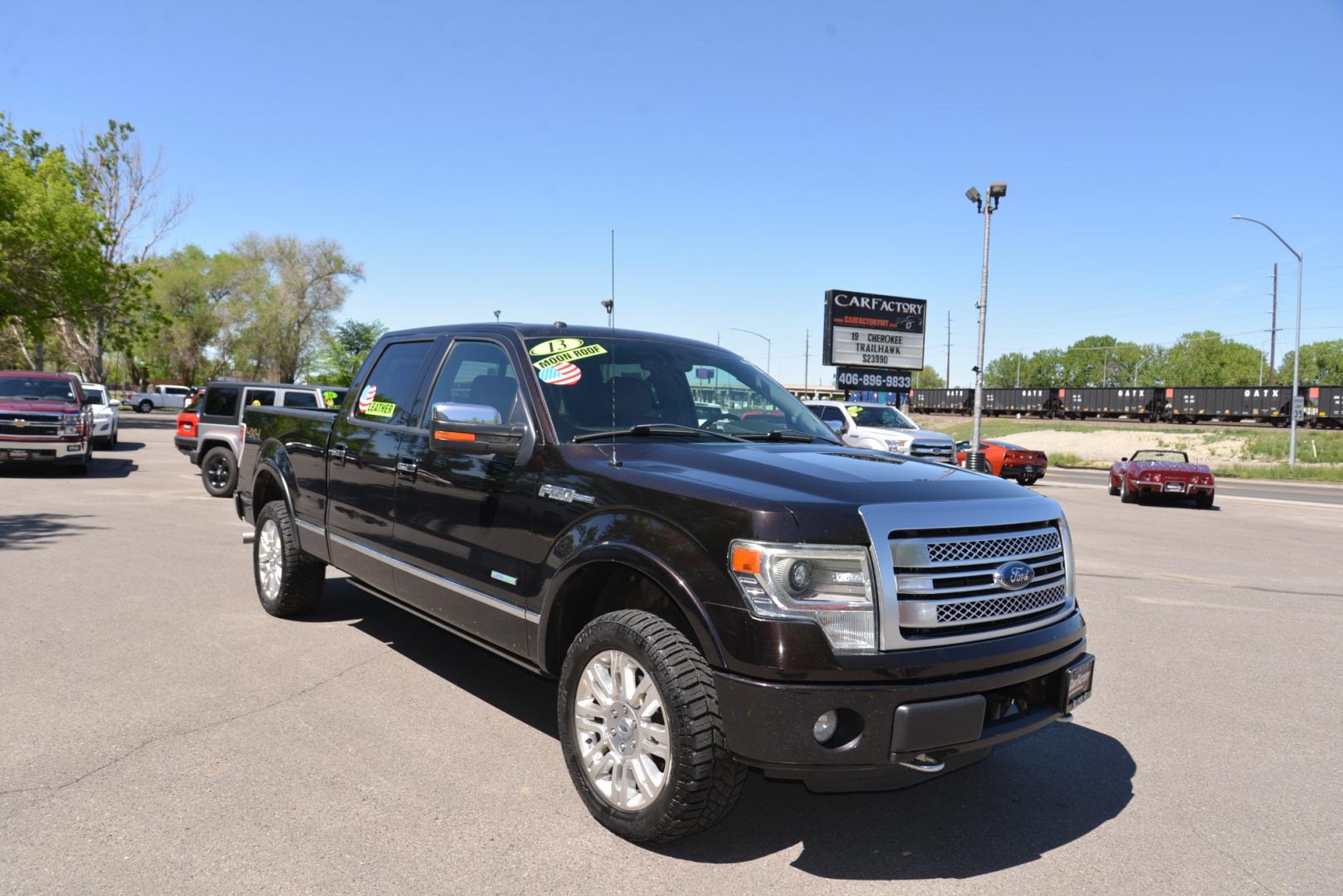 2013 Kodiak Brown /Brown leather Ford F-150 Platinum SuperCrew 6.5-ft. Bed 4WD (1FTFW1ET9DF) with an 3.5 Ecocoost Twin Turbo V6 engine, 6 speed automatic transmission, located at 4562 State Avenue, Billings, MT, 59101, (406) 896-9833, 45.769516, -108.526772 - 2013 Ford F150 Platinum Supercrew 6.5 Bed 4WD 3.5L V6 Ecoboost Twin Turbo Engine - 6 speed automatic transmission - 4WD - 147,549 miles - Inspected and serviced - copy of inspection and work performed as well as a full vehicle history report provided Platinum Edition - dual zone climate contr - Photo#0